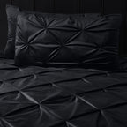 Dekbedovertrek fluweel pintuck zwart 200 x 220 cm, met 2 kussenslopen 60 x 70 cm voor de slaapkamer