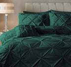 Dekbedovertrek fluweel pintuck groen 140 x 220 cm, met 1 kussensloop 60 x 70 cm, slaapkamer