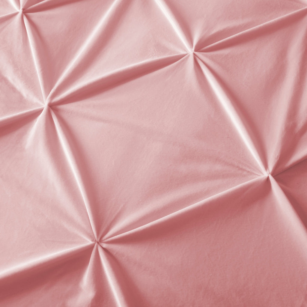 Dekbedovertrek fluweel pintuck roze 240 x 220 cm, met 2 kussenslopen 60 x 70 cm voor slaapkamer