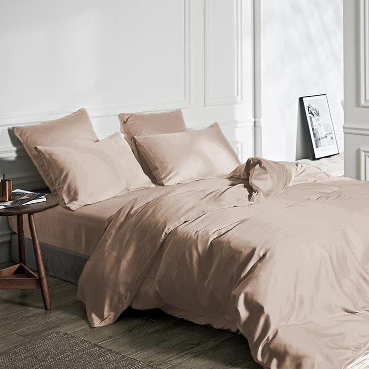 Dekbedovertrek bamboe viscose twill-satijn taupe 140 x 200/220 cm, met kussenslopen 60 x 70 cm