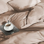 Dekbedovertrek bamboe viscose twill-satijn taupe 140 x 200/220 cm, met kussenslopen 60 x 70 cm