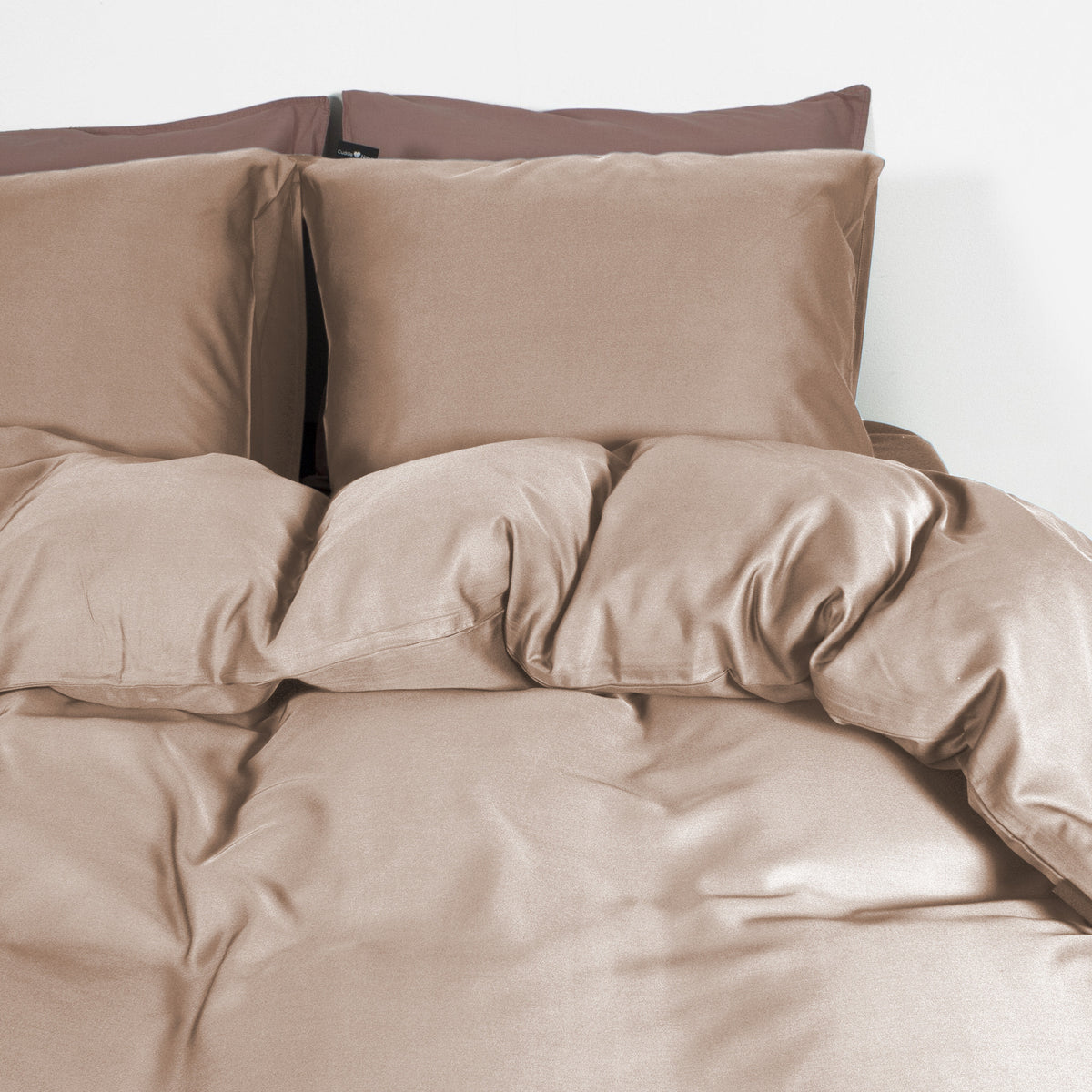 Dekbedovertrek bamboe viscose twill-satijn taupe 140 x 200/220 cm, met kussenslopen 60 x 70 cm