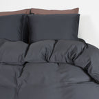 Dekbedovertrek bamboe viscose twill satijn T225 effen antraciet 200 x 200/220 cm, met kussenslopen 60 x 70 cm