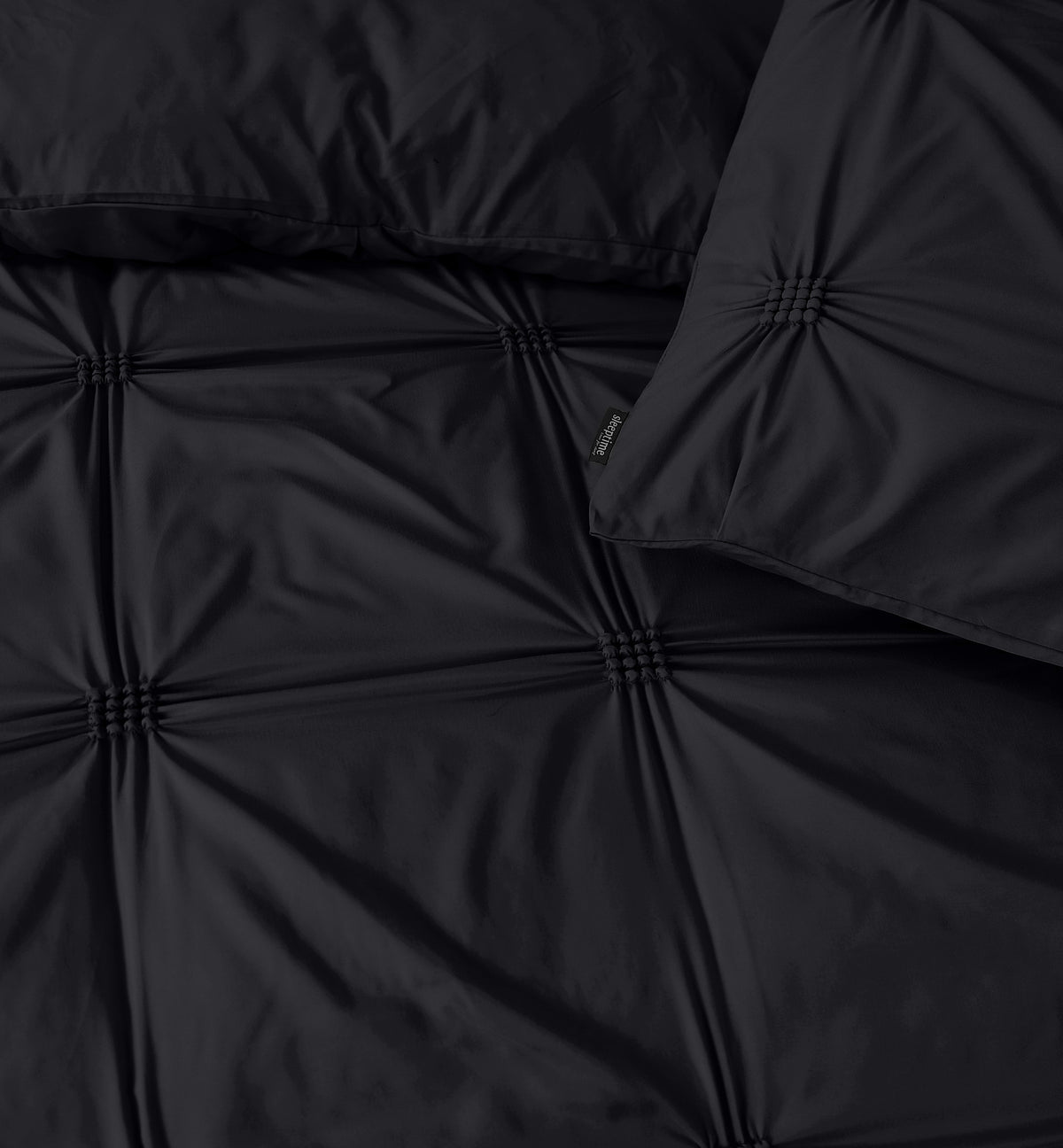 Dekbedovertrek microvezel pintuck zwart 240 x 220 cm, met 2 kussenslopen 60 x 70 cm