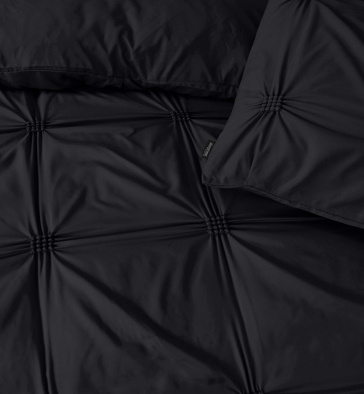Dekbedovertrek microvezel pintuck zwart 240 x 220 cm, met 2 kussenslopen 60 x 70 cm