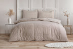 Dekbedovertrek micropercale taupe 200 x 200/220 cm, met 2 kussenslopen 60 x 70 cm