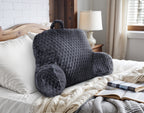 Leeskussen polyester jacquardflanel antraciet 34 x 50 cm, met armsteunen en draaghandvat