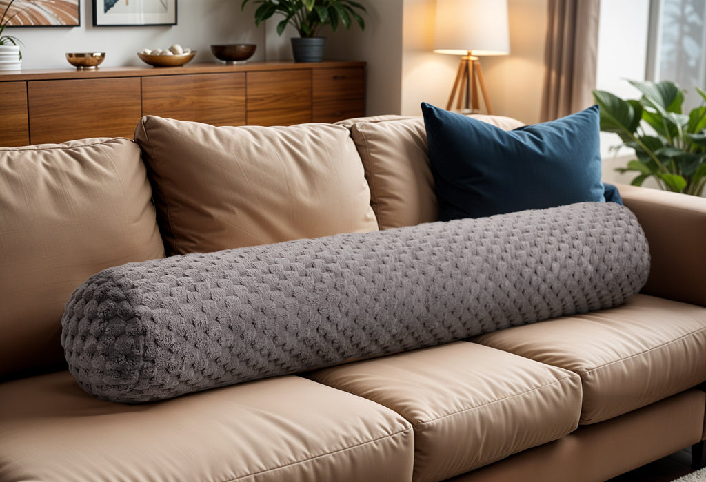 Bodykussen polyester taupe 140 x 20 cm, met afneembare wasbare hoes voor slaapkamer