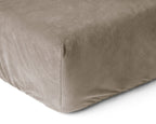Hoeslaken velvet polyester taupe/grijs 140 x 200 cm, hoekhoogte 30 cm, voor de slaapkamer