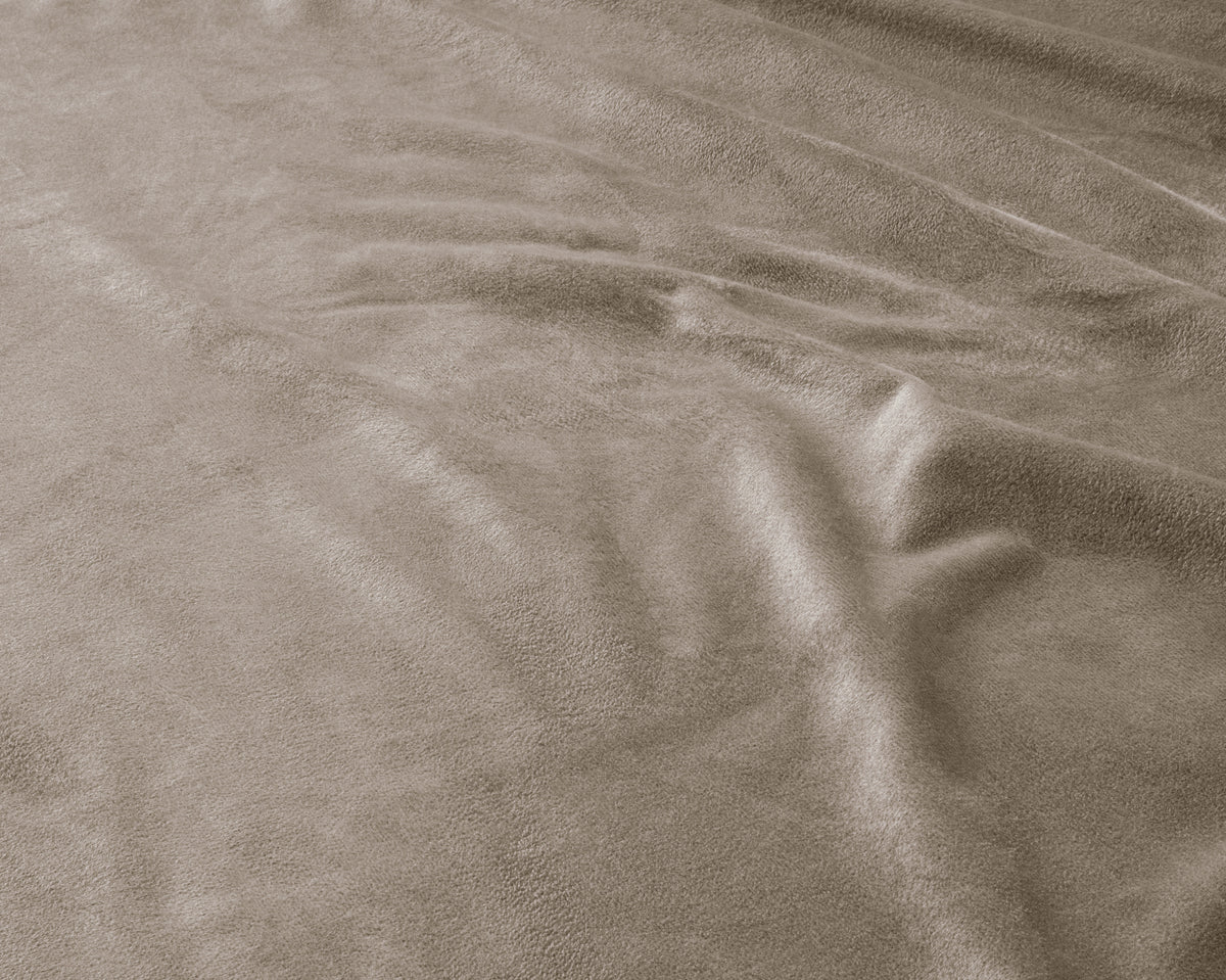 Hoeslaken velvet polyester taupe/grijs 140 x 200 cm, hoekhoogte 30 cm, voor de slaapkamer