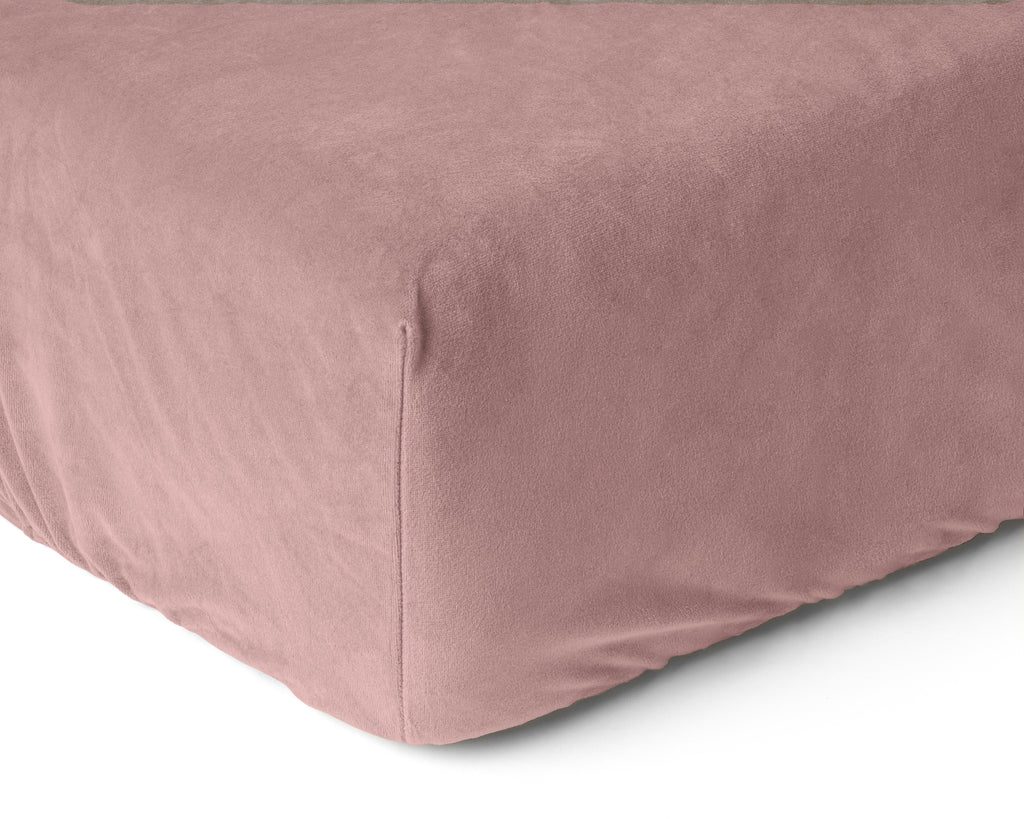 Hoeslaken velours polyester oudroze 90 x 200 cm, hoekhoogte 30 cm, strijkvrij voor de slaapkamer