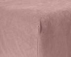 Hoeslaken velours polyester oudroze 90 x 200 cm, hoekhoogte 30 cm, strijkvrij voor de slaapkamer