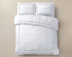 Dekbedovertrek Brata katoen percale wit met grijze rand, 140 x 200/260 cm, kussenslopen met hotelsluiting