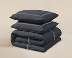 Dekbedovertrek katoen percale T180 zwart 200 x 200/260 cm, met kussenslopen en hotelsluiting