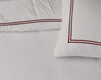Dekbedovertrek katoen percale Brata taupe met bronskleurige bies 200 x 200/260 cm, hotelsluiting