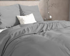 Dekbedovertrek flanel grijs 200 x 220 cm, met kussenslopen 60 x 70 cm, geruwd katoen