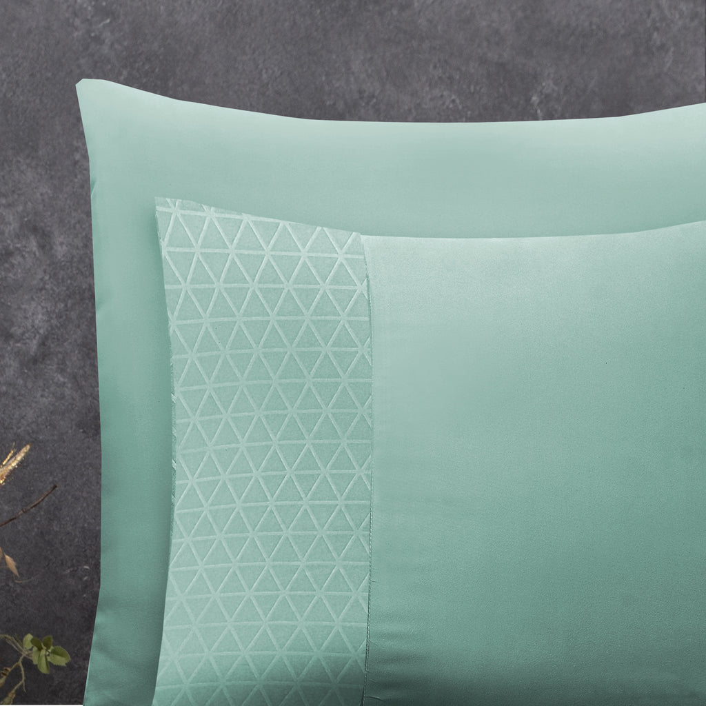 Dekbedovertrek microvezel Berlin Embossed mintgroen 200 x 220 cm, met kussensloop 60 x 70 cm