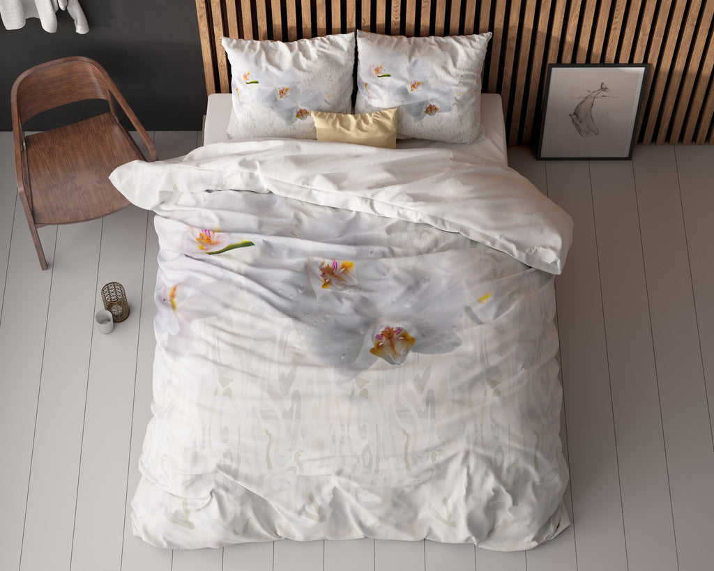 Dekbedovertrek microvezel Orchid wit 240 x 220 cm, met 2 kussenslopen 60 x 70 cm