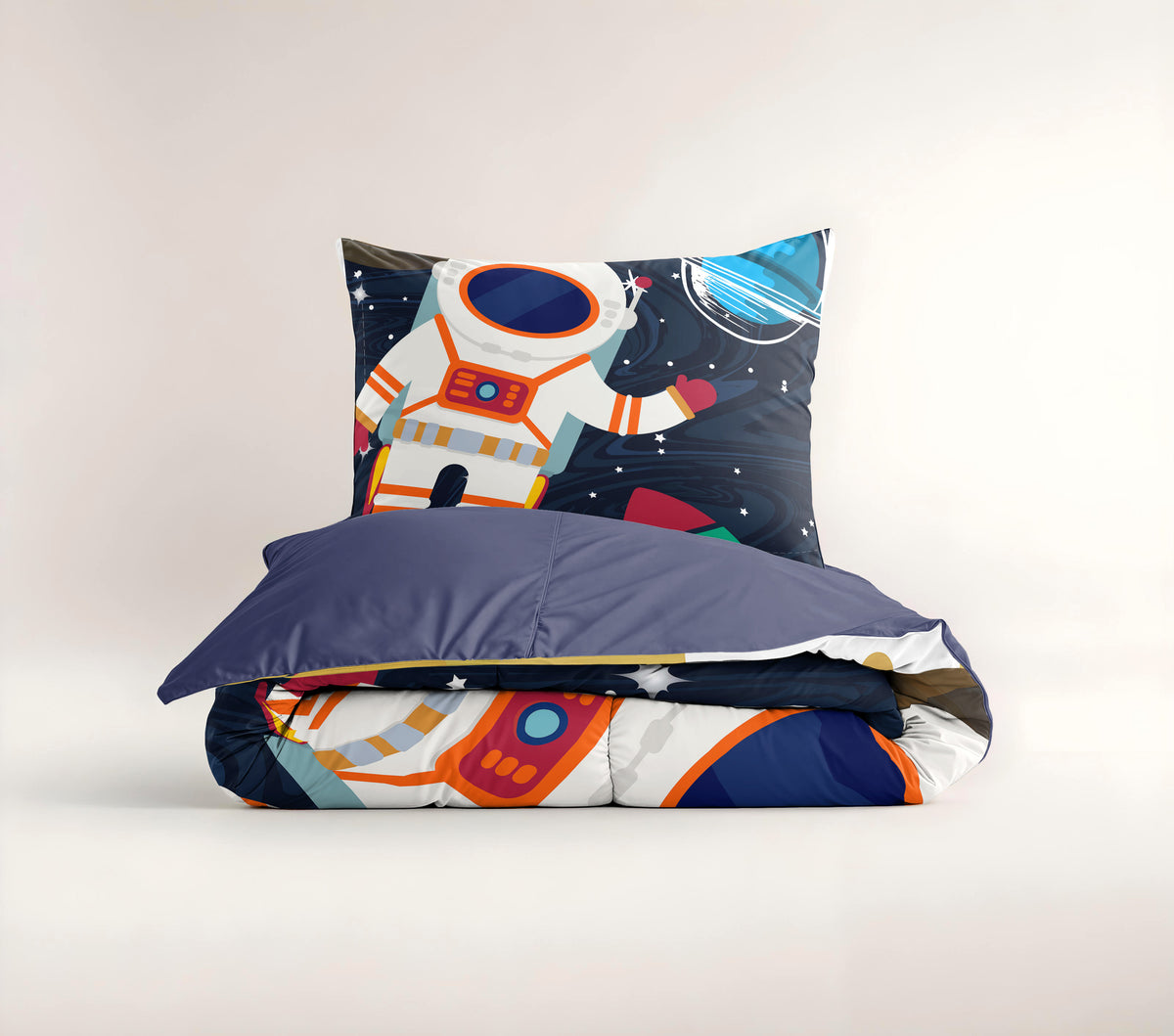 Dekbedovertrek microvezel ruimtevaarder astronaut blauw 140 x 200/220 cm, met kussensloop 60 x 70 cm