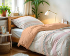 Dekbedovertrek microvezel Elaya roze met zigzagprint 140 x 200/220 cm, met kussensloop 60 x 70 cm