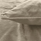 Dekbedovertrek fluweel polyester taupe 140 x 220 cm, met kussensloop en drukknopen