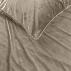Dekbedovertrek fluweel polyester taupe 140 x 220 cm, met kussensloop en drukknopen