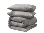 Dekbedovertrek velvet polyester zand/grijs, Crossline, 140 x 220 cm, met kussenslopen 60 x 70 cm