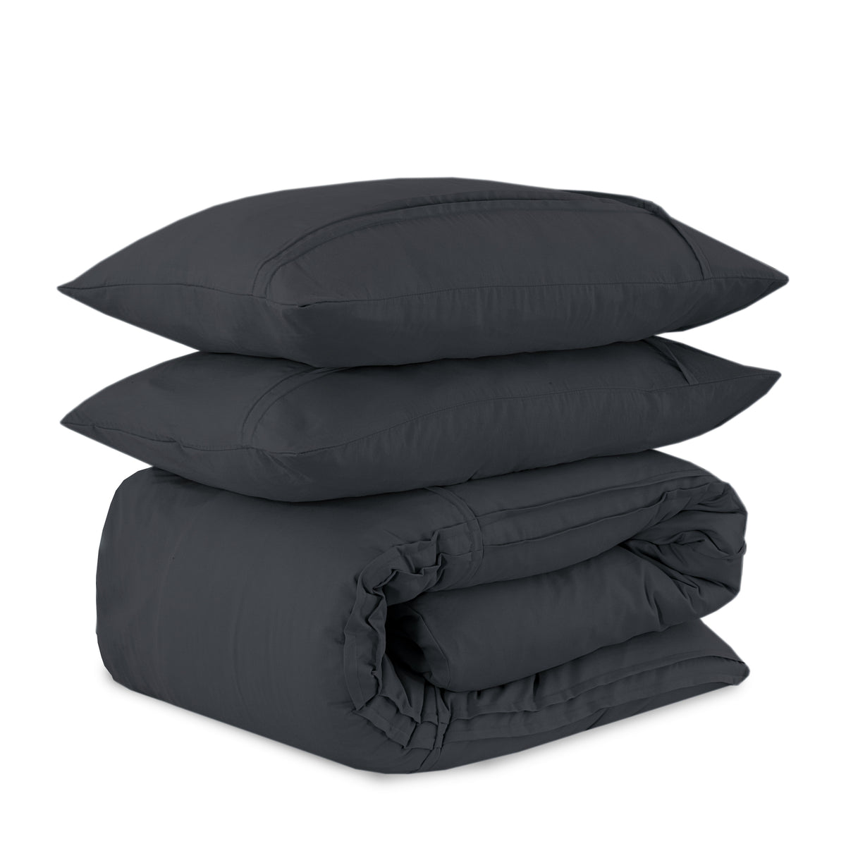 Dekbedovertrek microvezel gewassen antraciet 240 x 220 cm, met kussenslopen 60 x 70 cm