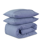 Dekbedovertrek microvezel gewassen met plooidetails blauw 140 x 220 cm, met kussenslopen 60 x 70 cm
