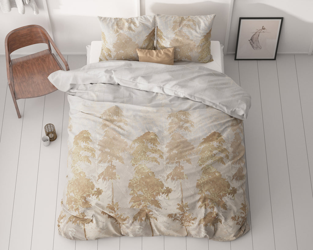 Dekbedovertrek micropercale Treasture Drie goud 200 x 220 cm, met 2 kussenslopen 60 x 70 cm