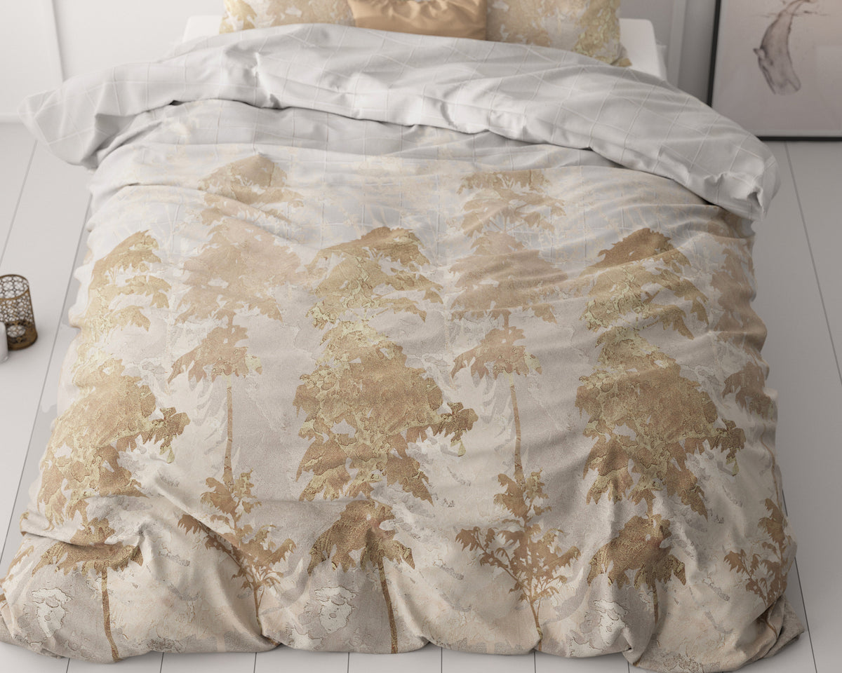Dekbedovertrek micropercale Treasture Drie goud 200 x 220 cm, met 2 kussenslopen 60 x 70 cm