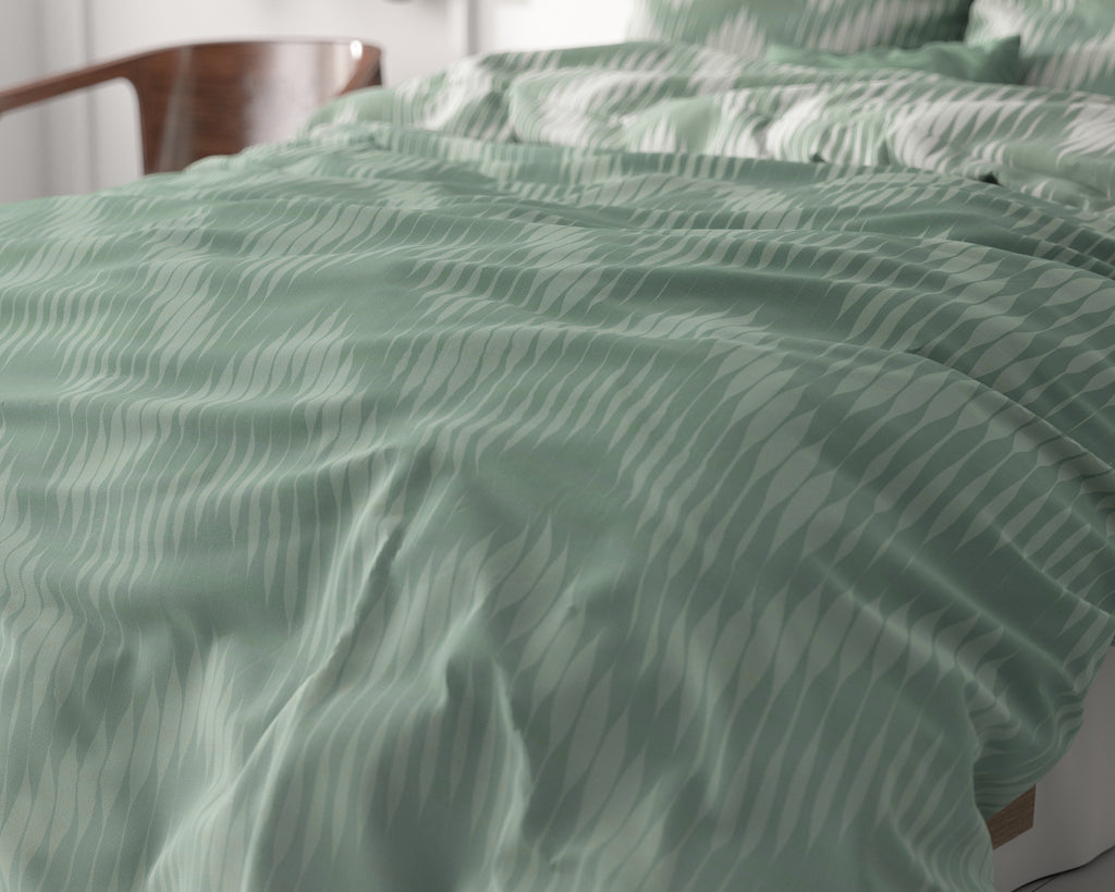 Dekbedovertrek microvezel micropercale Wavey Shades groen 200 x 220 cm, met 2 kussenslopen 60 x 70 cm