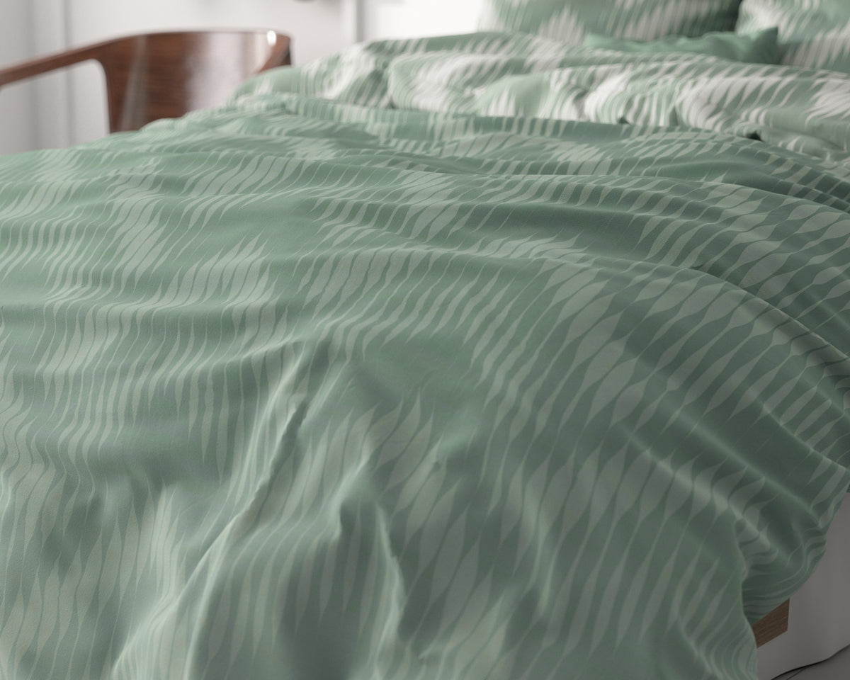 Dekbedovertrek microvezel micropercale Wavey Shades groen 200 x 220 cm, met 2 kussenslopen 60 x 70 cm