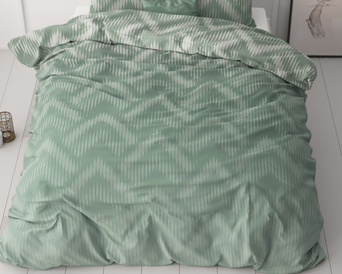 Dekbedovertrek microvezel micropercale Wavey Shades groen 200 x 220 cm, met 2 kussenslopen 60 x 70 cm