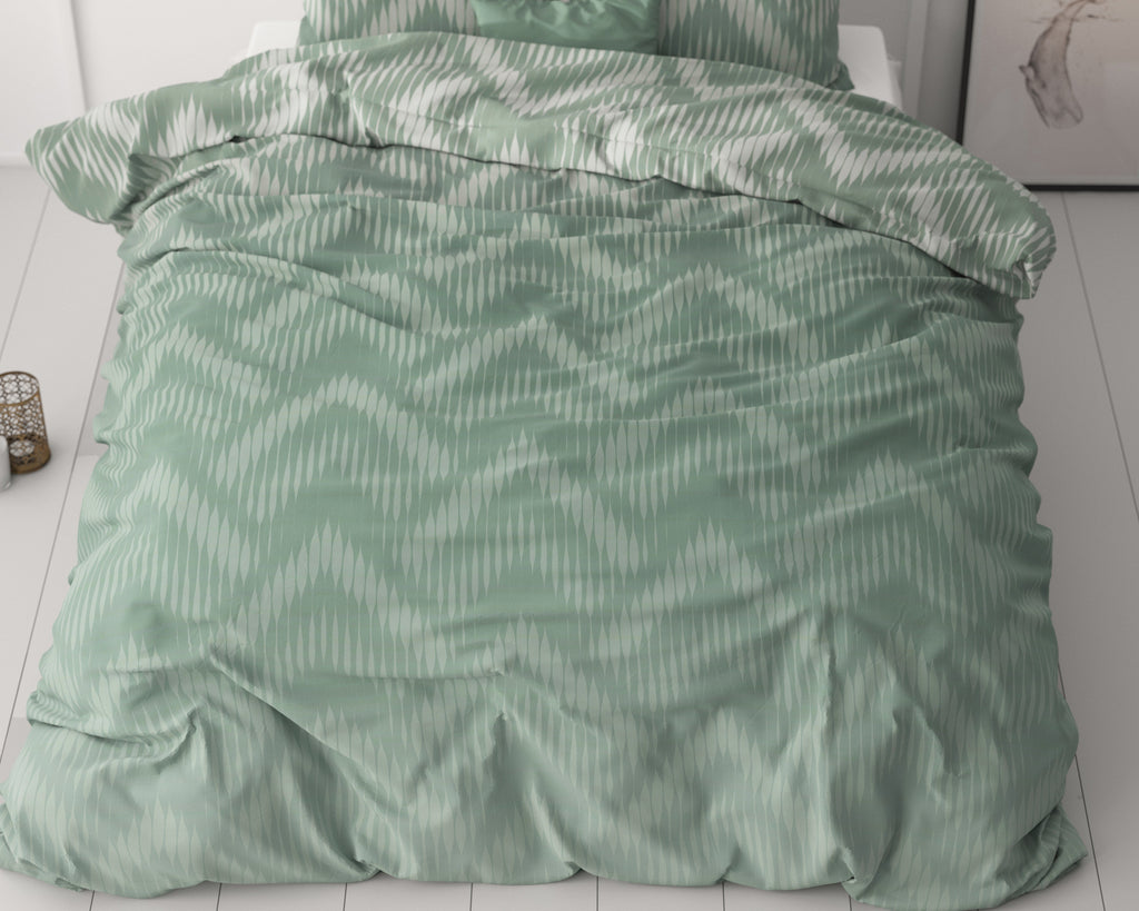 Dekbedovertrek micropercal microvezel Wavey Shades groen 240 x 220 cm, met 2 kussenslopen 60 x 70 cm
