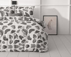 Dekbedovertrek micropercal Lova wit grijs 200 x 220 cm, met 2 kussenslopen 60 x 70 cm