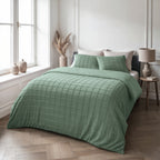 Dekbedovertrek teddy nepbont geruit groen 240 x 200/220 cm, met kussenslopen