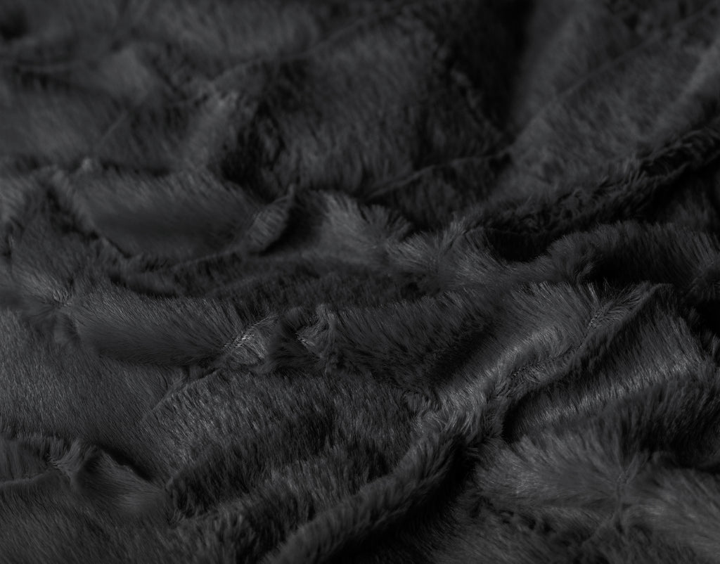 Dekbedovertrek teddy imitatiebont geruit zwart 240 x 200/220 cm, met kussenslopen voor de slaapkamer