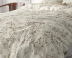 Dekbedovertrek microvezel Firdo bloemenprint crème en taupe 200 x 220 cm, met 2 kussenslopen