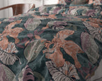 Dekbedovertrek microvezel polyester bladprint groen 240 x 220 cm, met 2 kussenslopen voor de slaapkamer