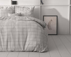 Dekbedovertrek microvezel geruit grijs 200 x 220 cm, met 2 kussenslopen 60 x 70 cm