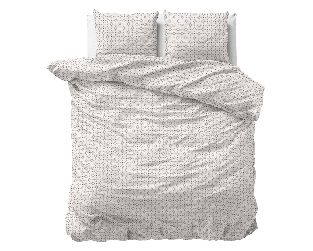 Dekbedovertrek microvezel Vardo wit met grafisch patroon 240 x 220 cm, met 2 kussenslopen 60 x 70 cm