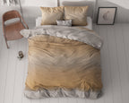 Dekbedovertrek Boyd oranje met golvend lijnenpatroon en taupe achterzijde 240 x 220 cm