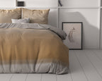 Dekbedovertrek Boyd oranje met golvend lijnenpatroon en taupe achterzijde 240 x 220 cm