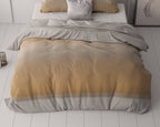 Dekbedovertrek Boyd oranje met golvend lijnenpatroon en taupe achterzijde 240 x 220 cm