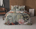 Dekbedovertrek Triangle groen met bloemenprint 200 x 200/220 cm voor de slaapkamer