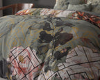 Dekbedovertrek Triangle groen met bloemenprint 200 x 200/220 cm voor de slaapkamer