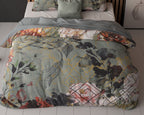 Dekbedovertrek Triangle groen met bloemenprint 200 x 200/220 cm voor de slaapkamer