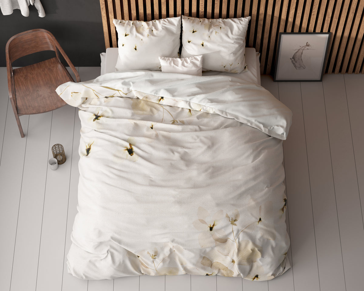 Dekbedovertrek Nature crème met bloemenprint 200 x 200/220 cm, voor de slaapkamer