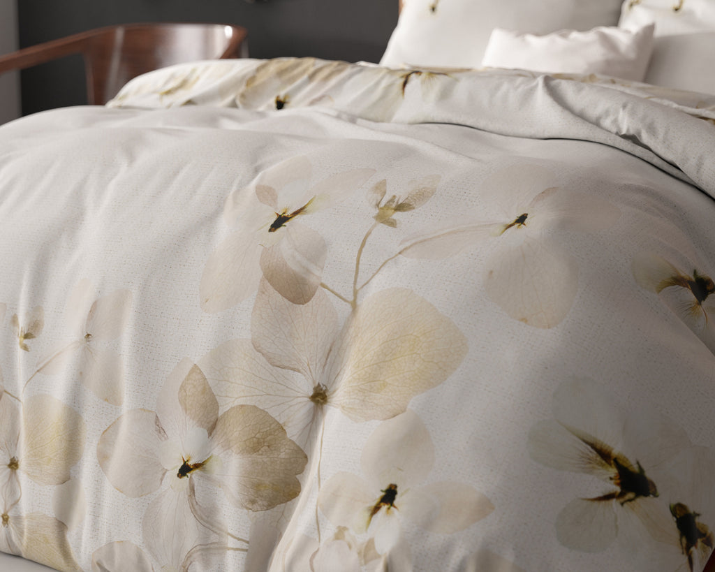 Dekbedovertrek Nature crème met bloemenprint 200 x 200/220 cm, voor de slaapkamer